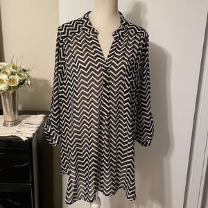 Riley+James Tunic Sheer Blouse.